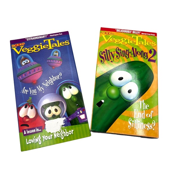 Veggie Tales VHS Lot of 4 Tapes Silly Songs, Neighbors, Toy That Saved Christmas - Picture 3 of 6